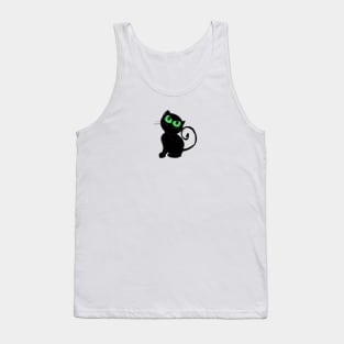 Glowing in the dark  black cat Halloween design Tank Top